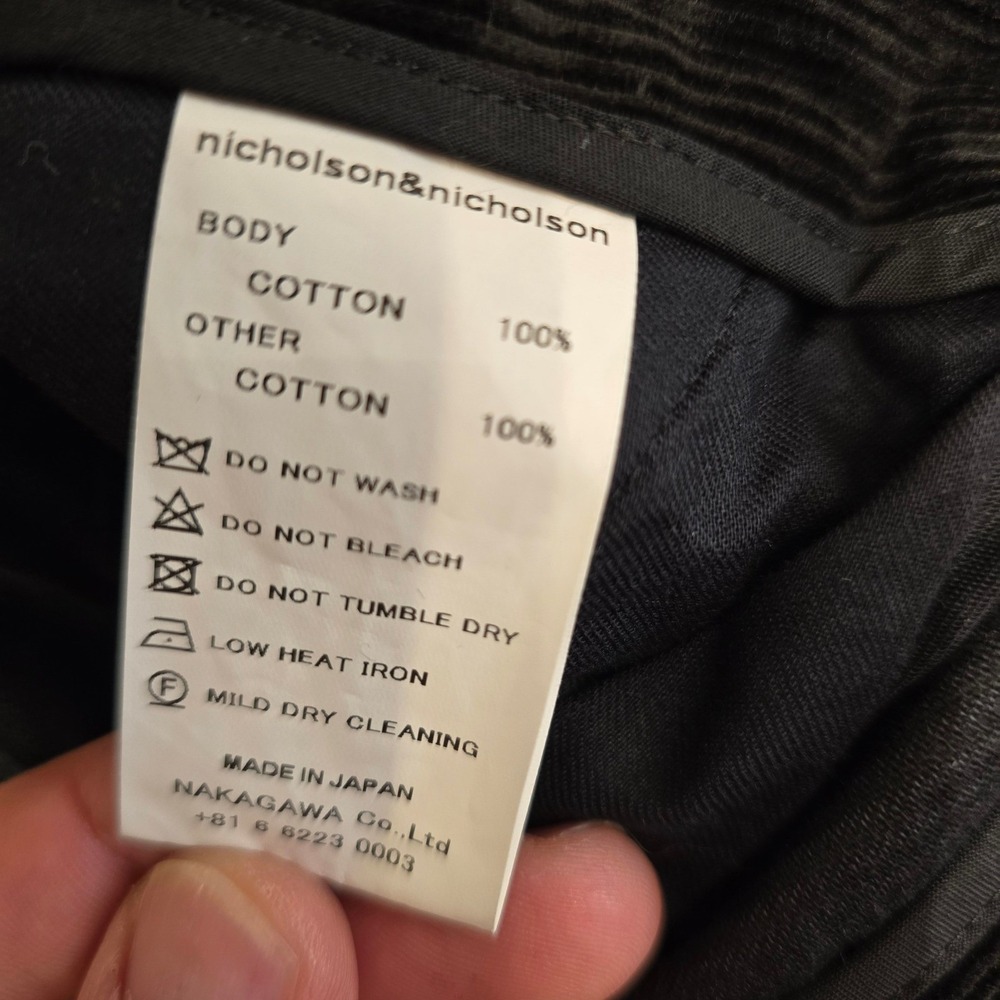 Nicholson & Nicholson Corduroy Trousers Black Wide Leg Pleated Made in Japan 38 - Picture 3 of 6